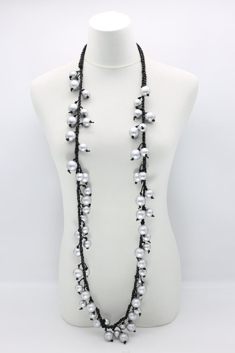 Berry Beads on Cotton Cord Necklace - Long - Jianhui London