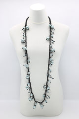 Faux Pearls on Cotton Cord Necklace - Long - Jianhui London