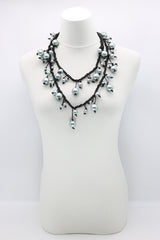 Faux Pearls on Cotton Cord Necklace - Long - Jianhui London