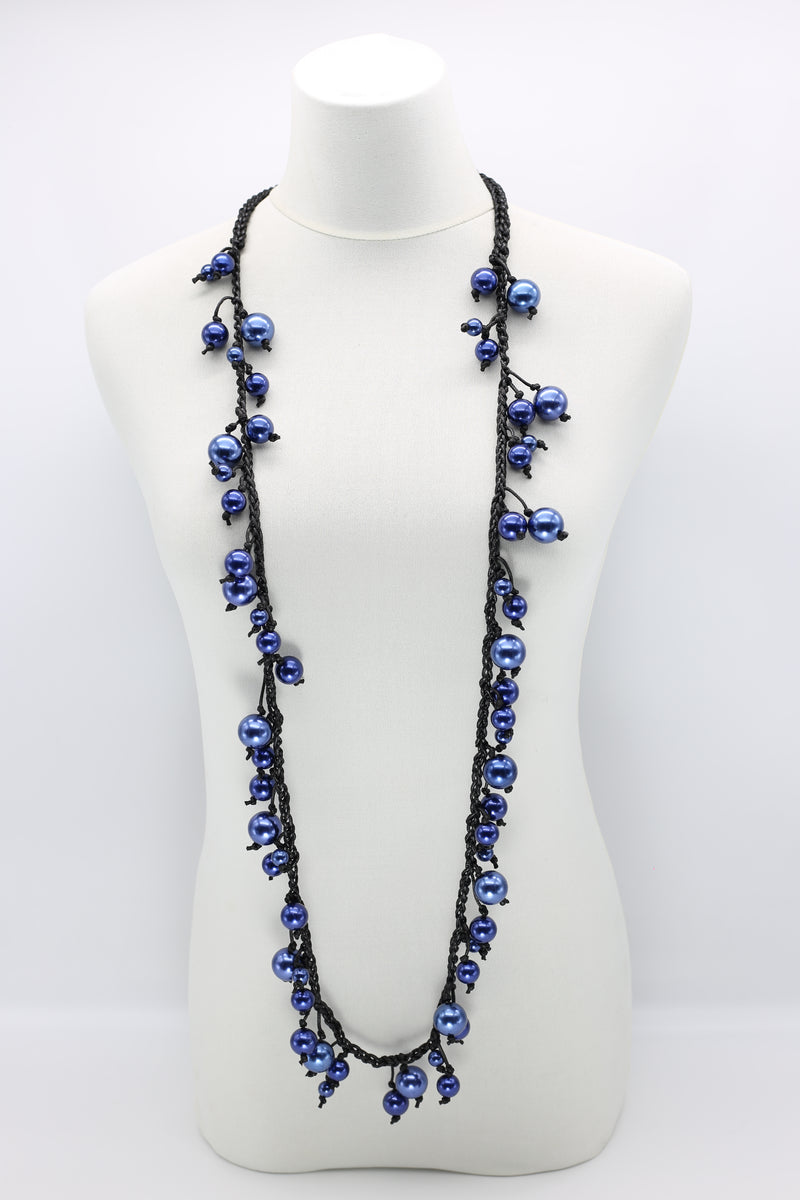 Faux Pearls on Cotton Cord Necklace - Long - Jianhui London