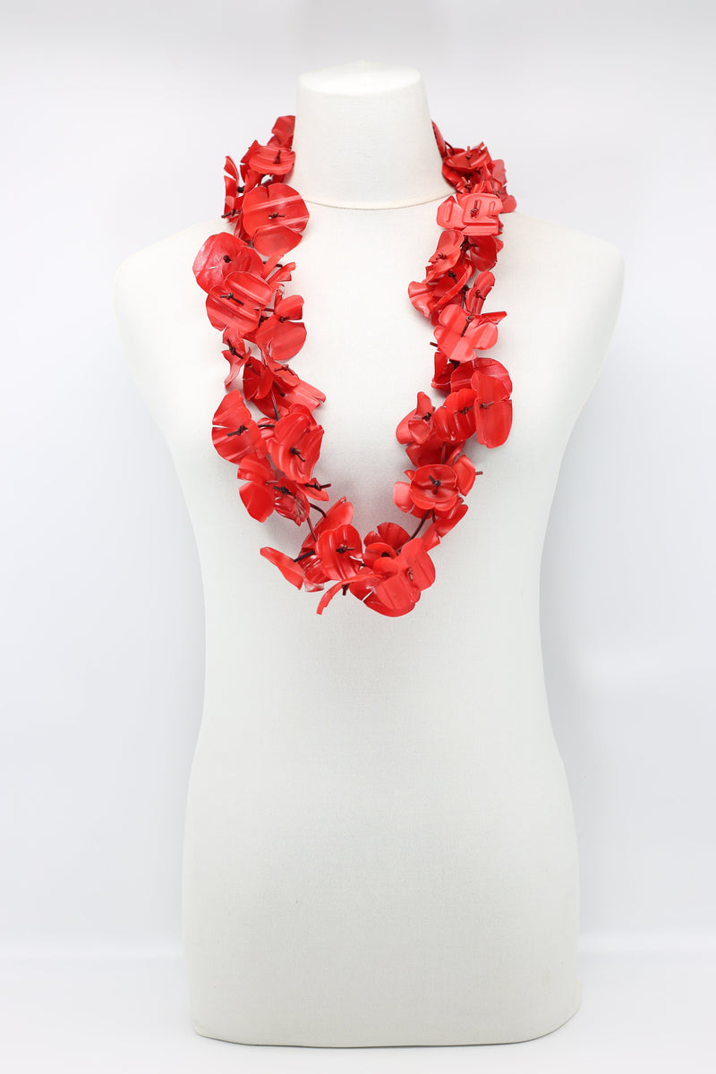 Upcycled plastic bottles - Aqua Poppy Flower Necklace - Hand-painted - Jianhui London