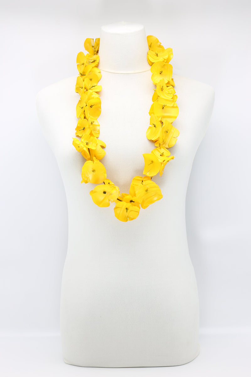 Upcycled plastic bottles - Aqua Poppy Flower Necklace - Hand-painted - Jianhui London