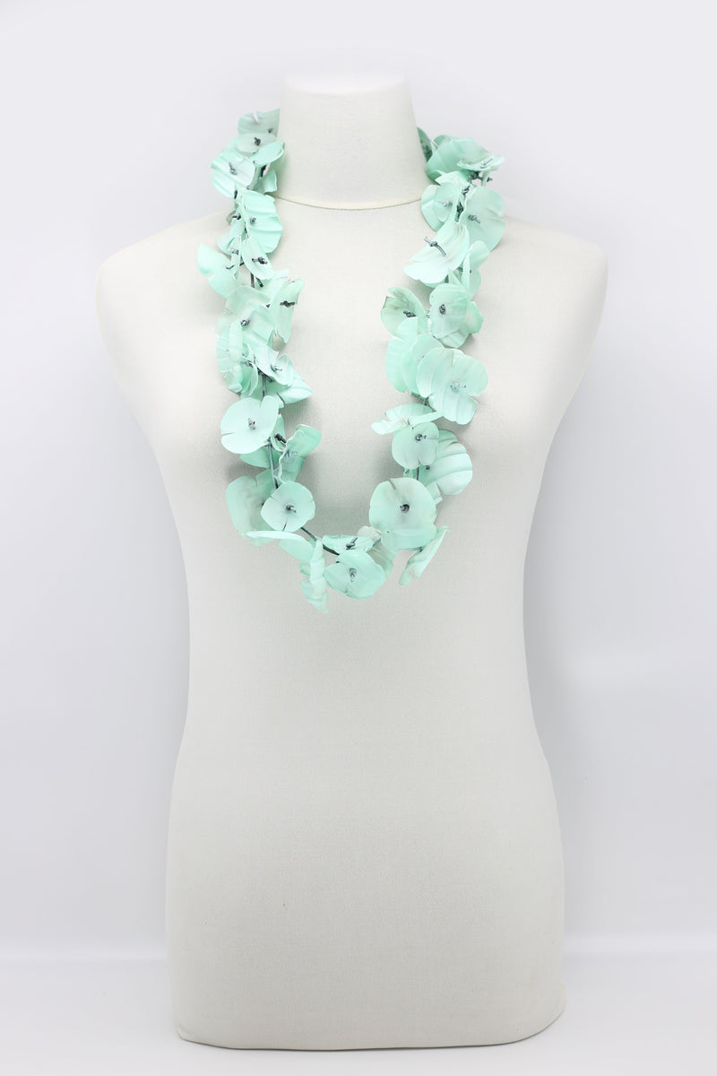 Upcycled plastic bottles - Aqua Poppy Flower Necklace - Hand-painted - Jianhui London