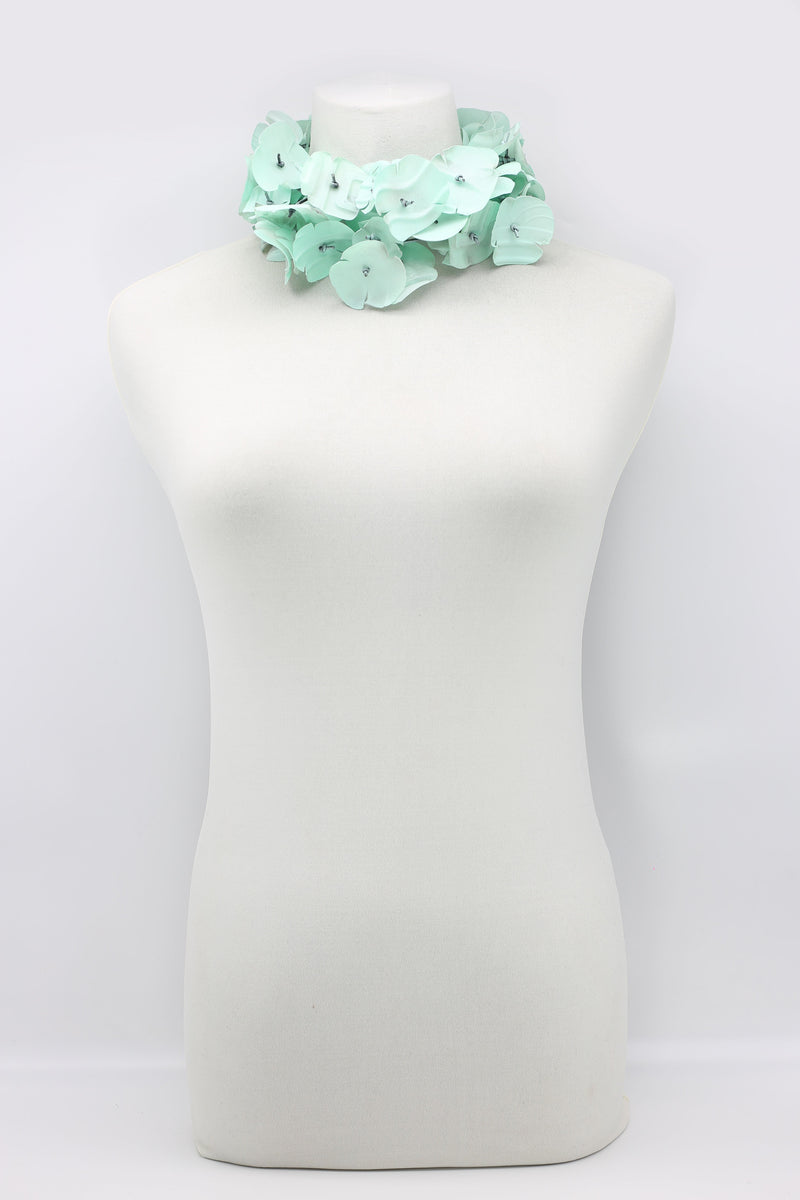 Upcycled plastic bottles - Aqua Poppy Flower Necklace - Hand-painted - Jianhui London