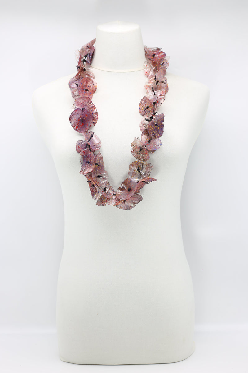 Upcycled plastic bottles - Aqua Poppy Flower Necklace - Hand-painted - Jianhui London