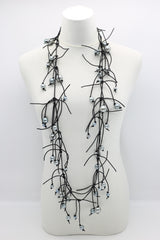 Faux Pearl on Fish Bone Leatherette Necklace - Jianhui London