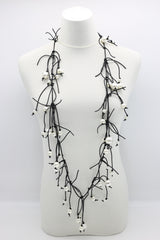 Faux Pearl on Fish Bone Leatherette Necklace - Jianhui London