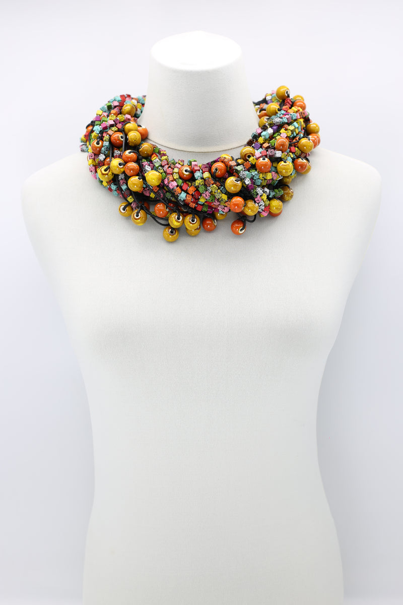 Next Pashmina & Ceramic Beads Necklaces Set - Hand-painted - Jianhui London