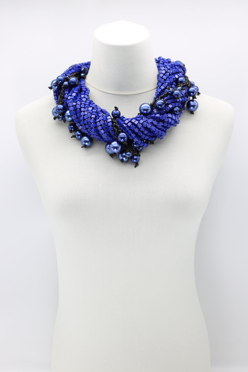 Next Pashmina & Hand-woven Faux Pearls Necklaces Set - Cobalt Blue/Blue - Jianhui London