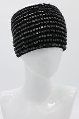 Hand-painted Hand-crocheted Headband - Black/Silver - Jianhui London