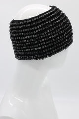 Hand-painted Hand-crocheted Headband - Black/Silver - Jianhui London