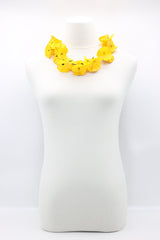 Upcycled plastic bottles - Aqua Poppy Flower Necklace - Hand-painted/gilded-short - Jianhui London