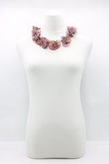 Upcycled plastic bottles - Aqua Poppy Flower Necklace - Hand-painted/gilded-short - Jianhui London