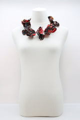 Upcycled plastic bottles - Aqua Poppy Flower Necklace - Hand-painted/gilded-short - Jianhui London