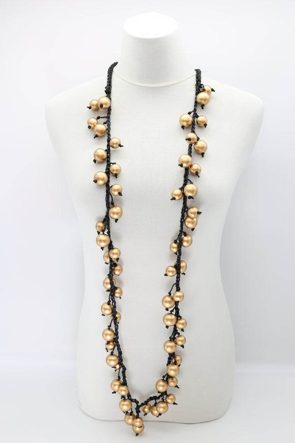 Berry Beads on Cotton Cord Necklace - Long - Jianhui London