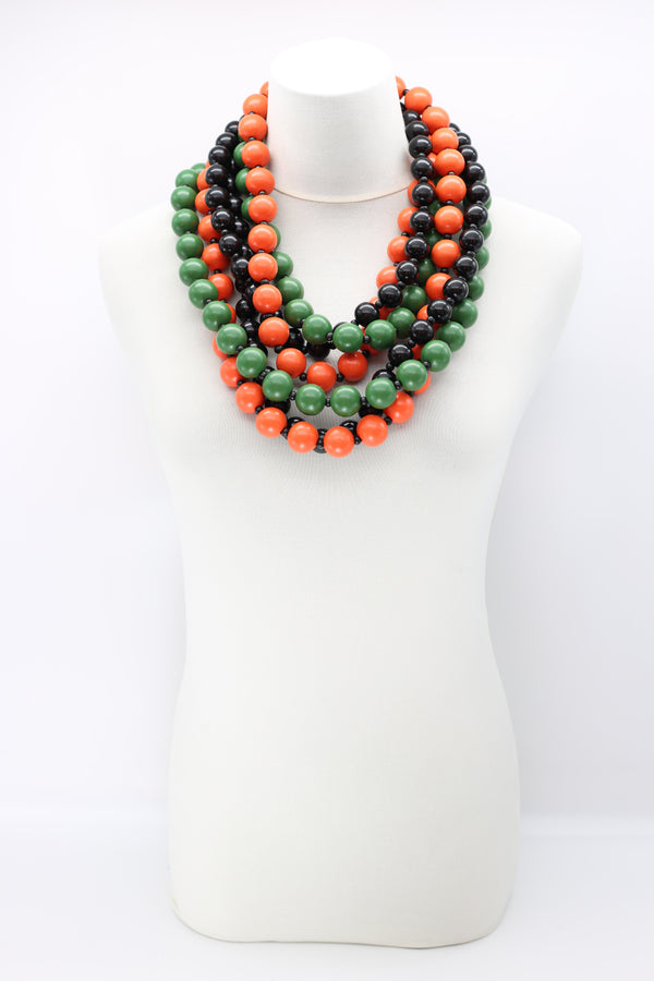 Round Beads Necklaces Set - Spring Green/Orange/Black - Jianhui London