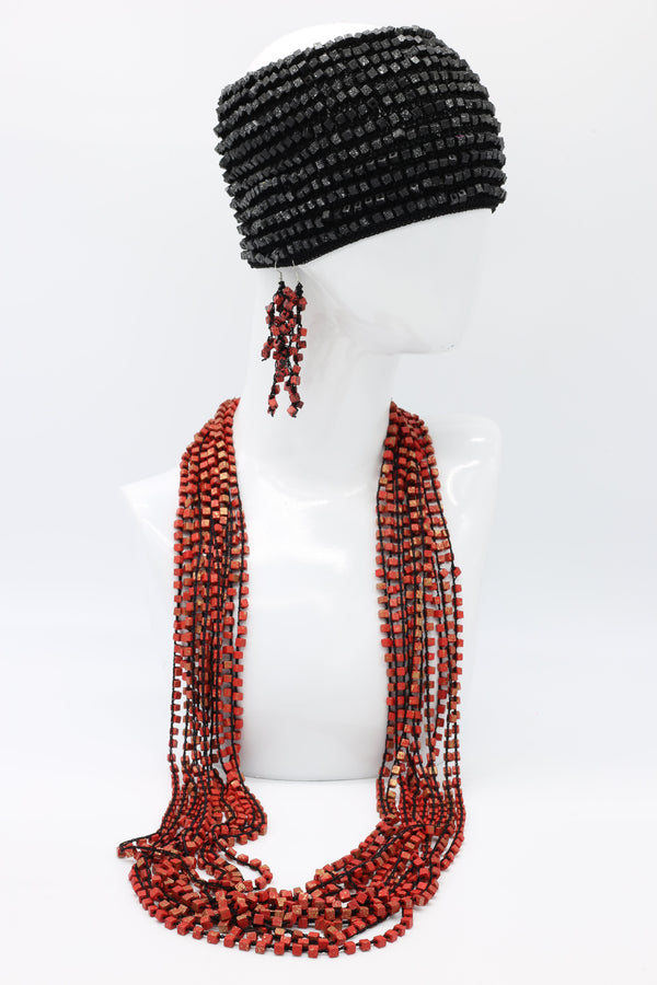 Hand-crocheted Pashmina Headband & Earrings & Necklace Set - Jianhui London