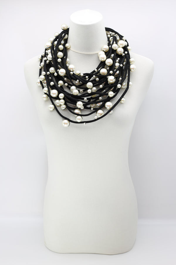 Faux Pearls on Textile Cord Necklaces - Large - Jianhui London