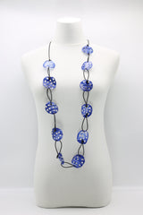 Aqua Lotus Root Necklace - Hand-painted -Trio - Large - Jianhui London