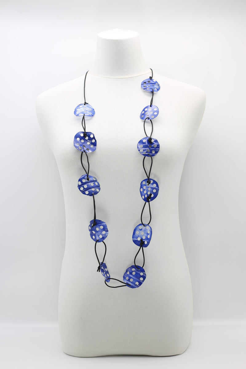 Aqua Lotus Root Necklace - Hand-painted -Trio - Large - Jianhui London