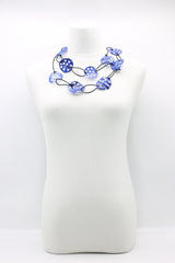Aqua Lotus Root Necklace - Hand-painted -Trio - Large - Jianhui London