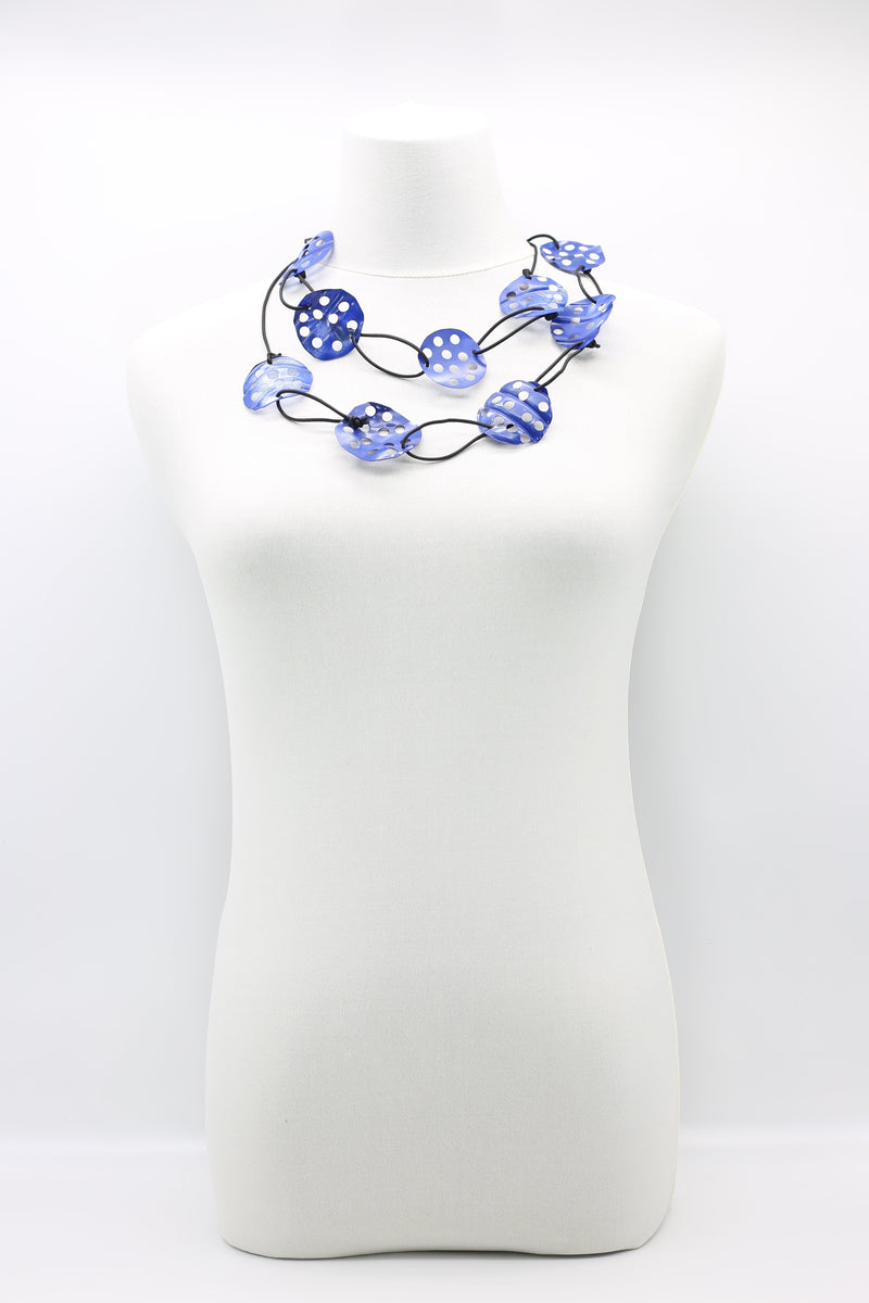 Aqua Lotus Root Necklace - Hand-painted -Trio - Large - Jianhui London