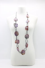 Aqua Lotus Root Necklace - Hand-painted -Trio - Large - Jianhui London
