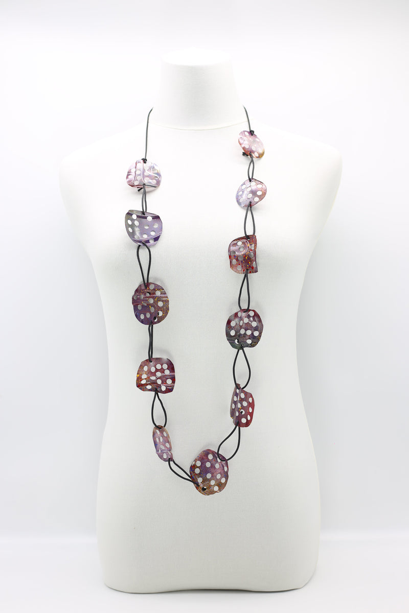 Aqua Lotus Root Necklace - Hand-painted -Trio - Large - Jianhui London