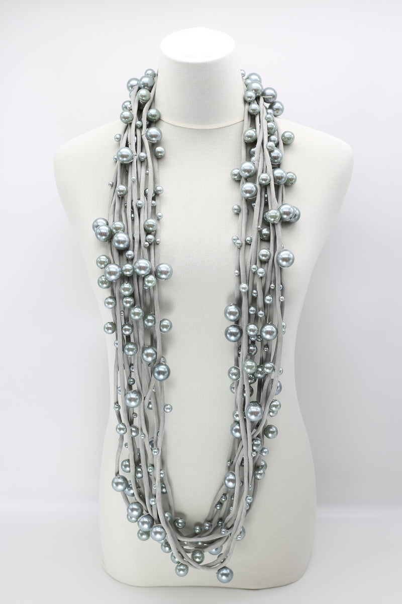 Faux Pearls on Textile Cord Necklaces - Large - Jianhui London