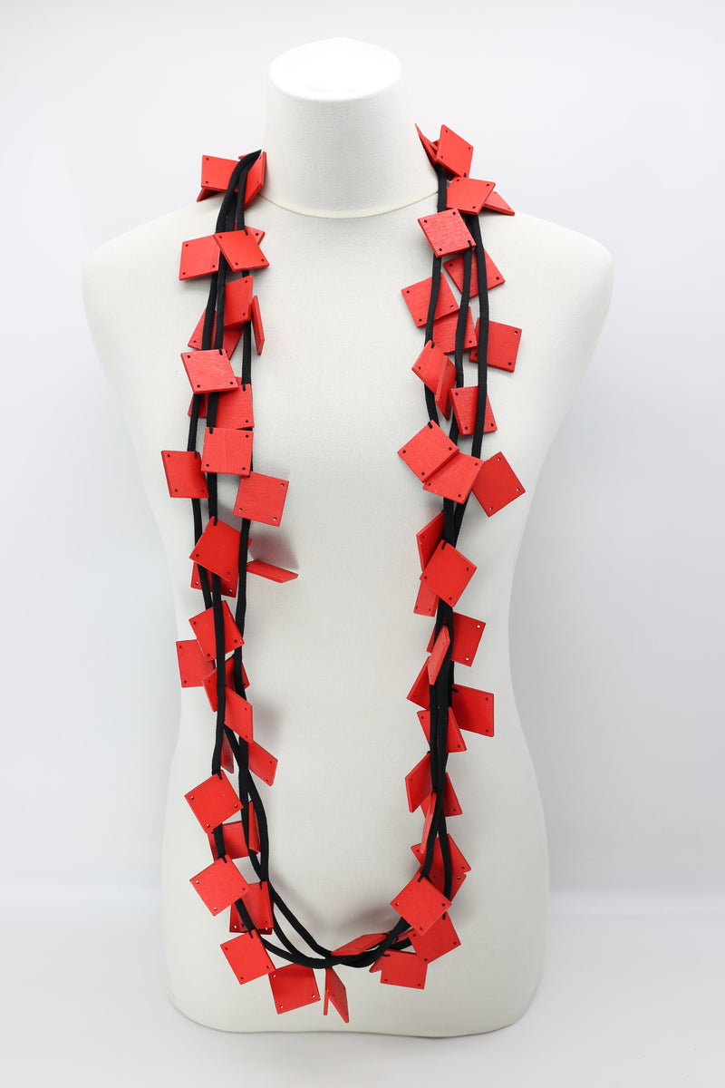 Wooden Squares on Cord Necklaces - Large - Jianhui London