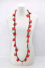 Wooden Squares on Cord Necklaces - Large - Jianhui London