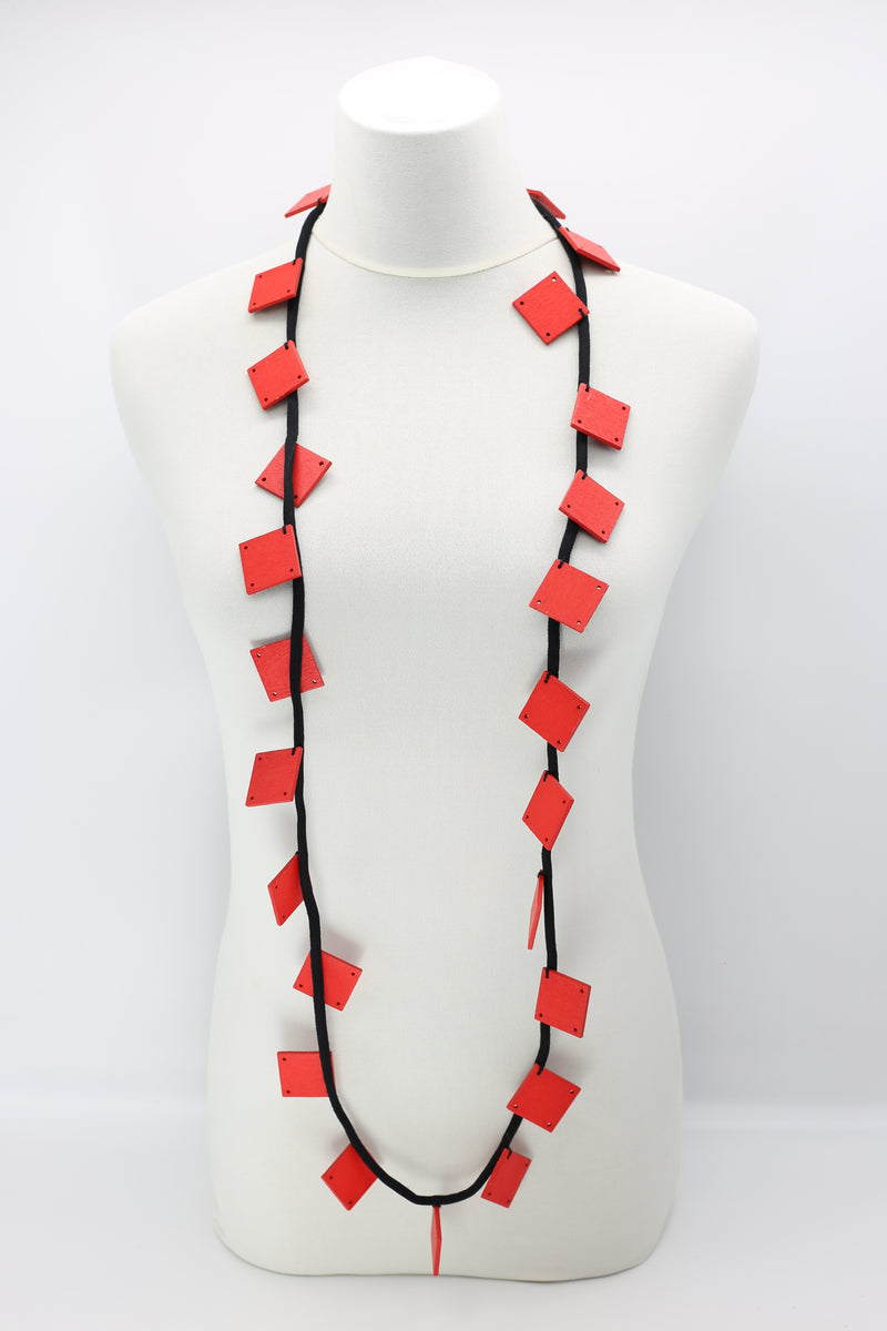 Wooden Squares on Cord Necklaces - Large - Jianhui London