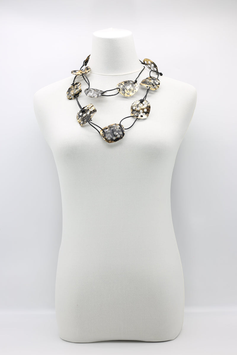 Aqua Lotus Root Necklace - Hand-gilded -Large - Jianhui London