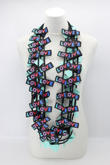 LOVE Ribbon & Squares Necklaces Set - Jianhui London