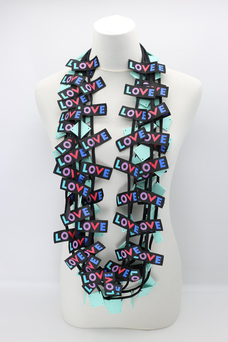 LOVE Ribbon & Squares Necklaces Set - Jianhui London