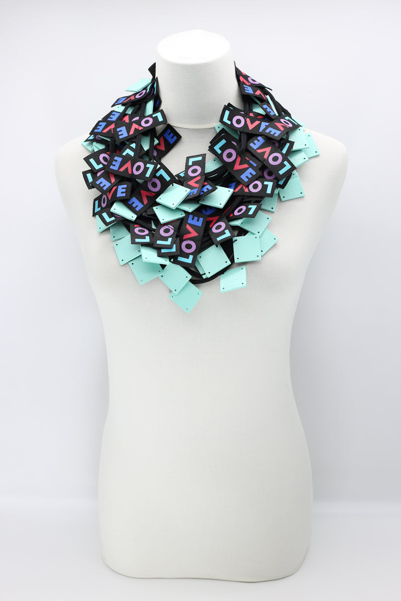 LOVE Ribbon & Squares Necklaces Set - Jianhui London