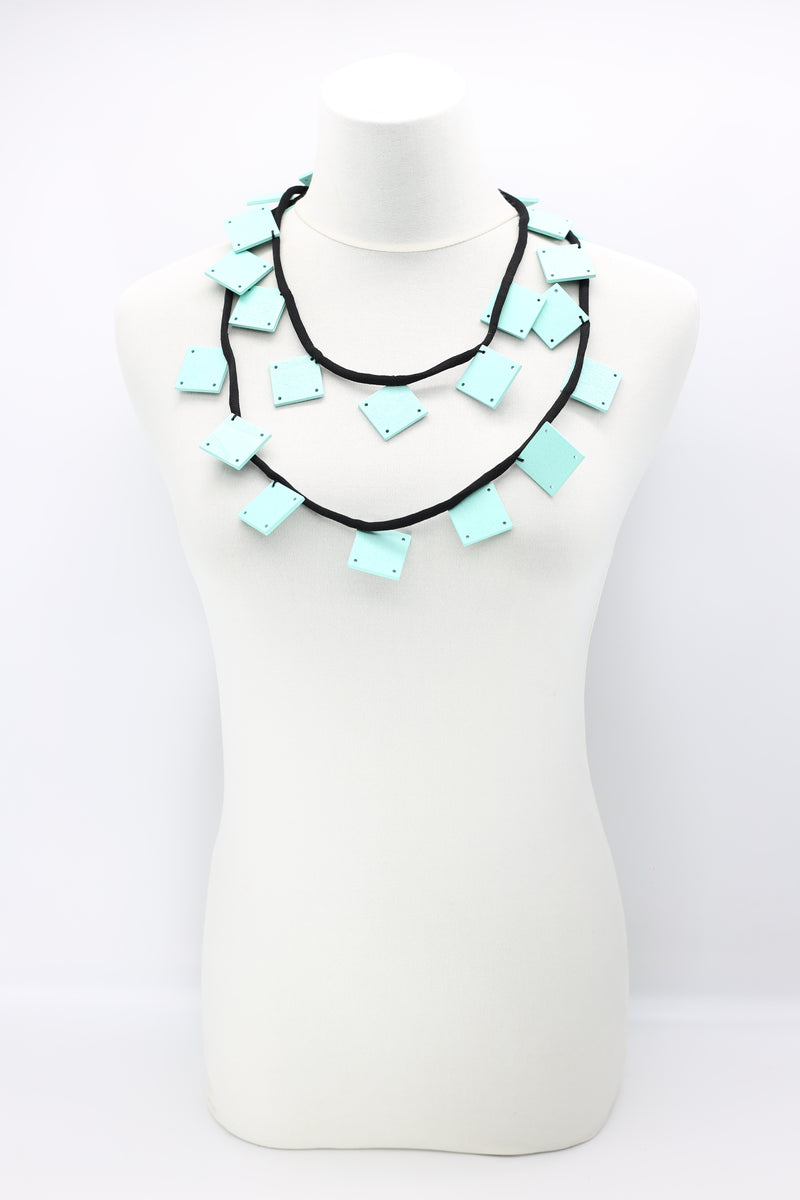 Wooden Squares on Cord Necklaces - Large - Jianhui London