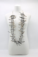Upcycled plastic bottles - Ladder Necklace with Poppy brooch-Red - Jianhui London