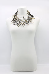 Upcycled plastic bottles - Ladder Necklace with Poppy brooch-Red - Jianhui London