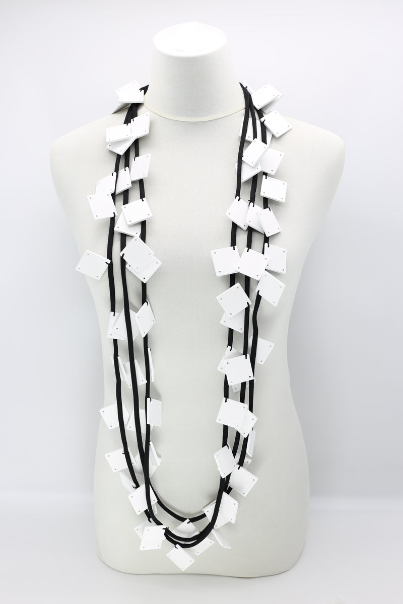 Wooden Squares on Cord Necklaces - Large - Jianhui London