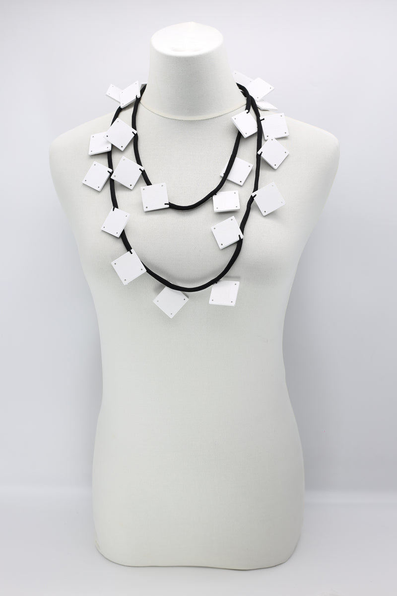 Wooden Squares on Cord Necklaces - Large - Jianhui London