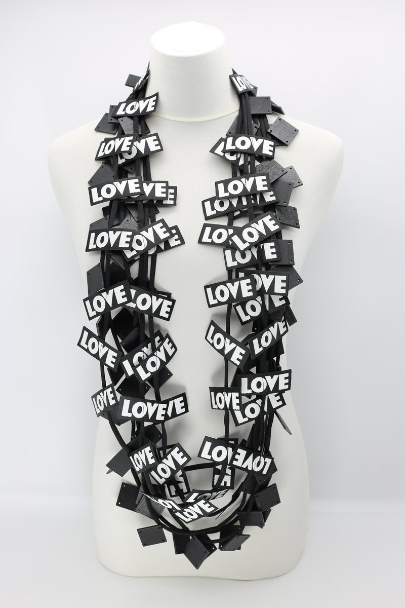 LOVE Ribbon & Squares Necklaces Set - Jianhui London