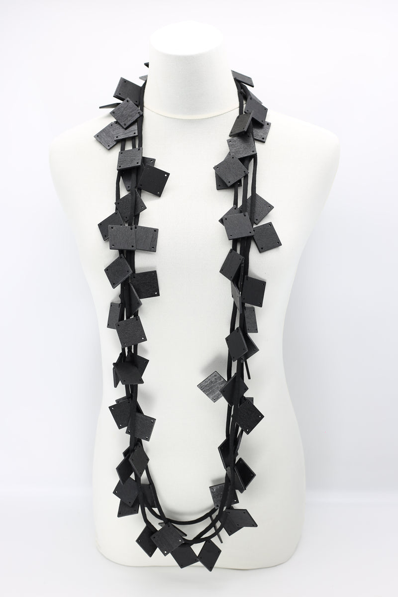 Wooden Squares on Cord Necklaces - Large - Jianhui London