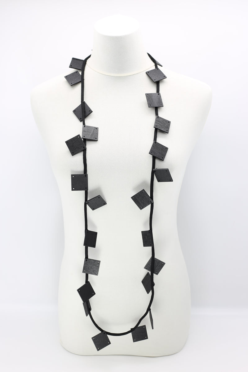 Wooden Squares on Cord Necklaces - Large - Jianhui London