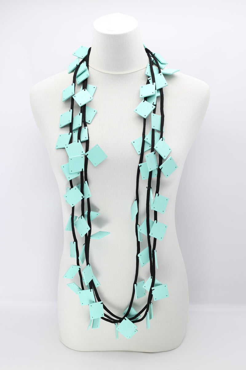Wooden Squares on Cord Necklaces - Large - Jianhui London