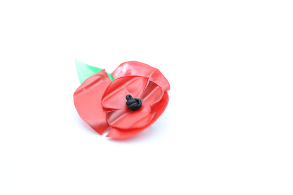 Upcycled plastic bottles -  Poppy brooch-Red - Jianhui London