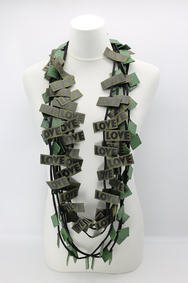 LOVE Ribbon & Squares Necklaces Set - Jianhui London