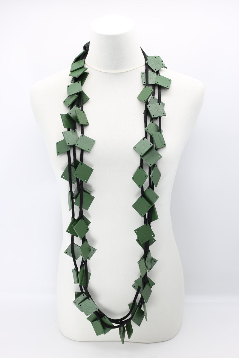 Wooden Squares on Cord Necklaces - Large - Jianhui London