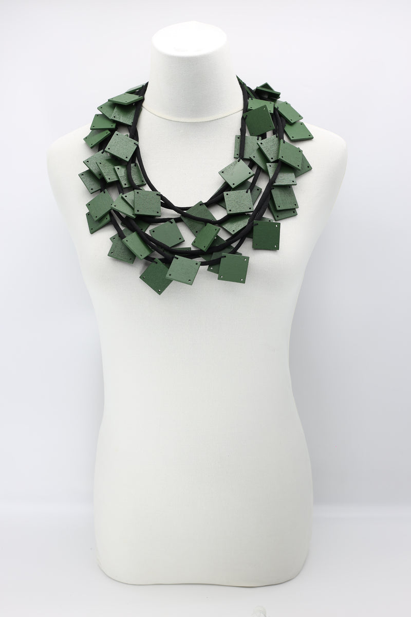 Wooden Squares on Cord Necklaces - Large - Jianhui London