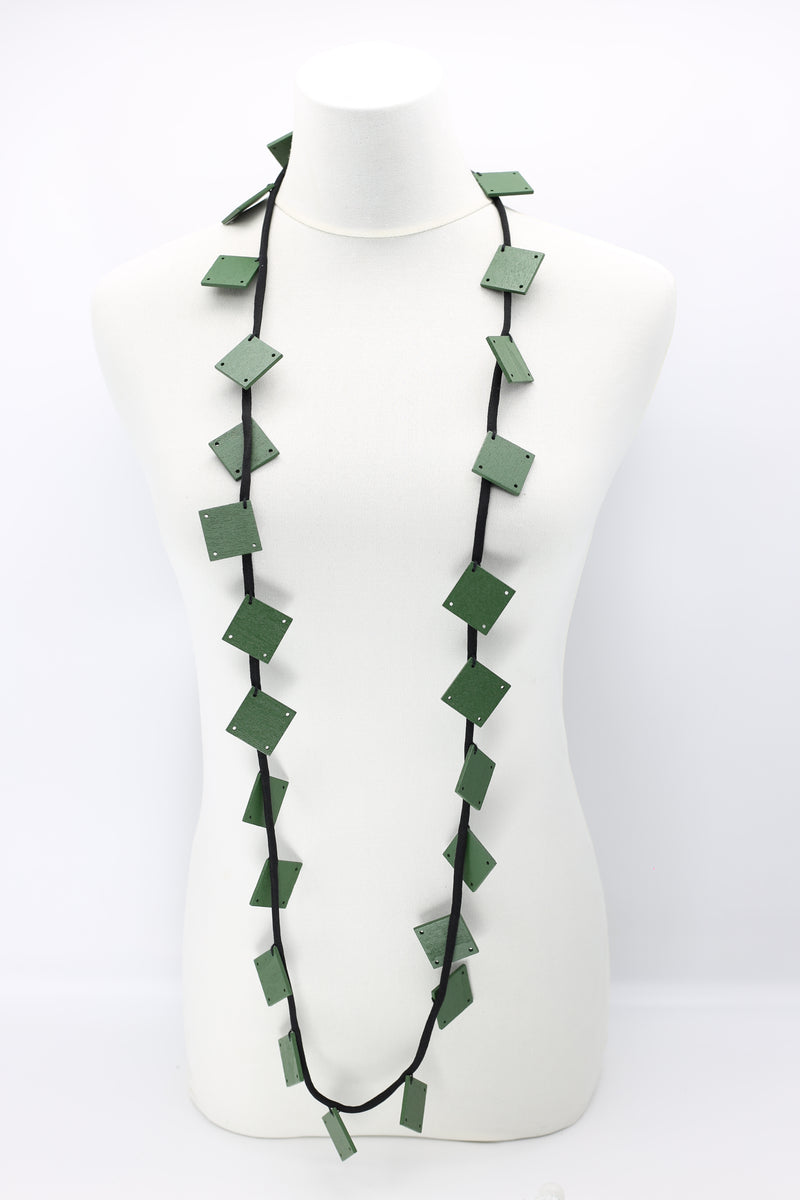 Wooden Squares on Cord Necklaces - Large - Jianhui London